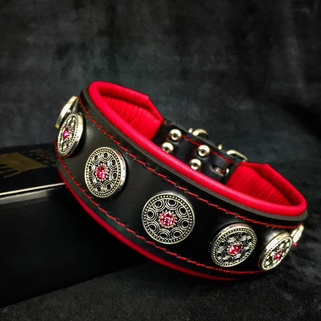 "Bijou" collar black & red by Bestia