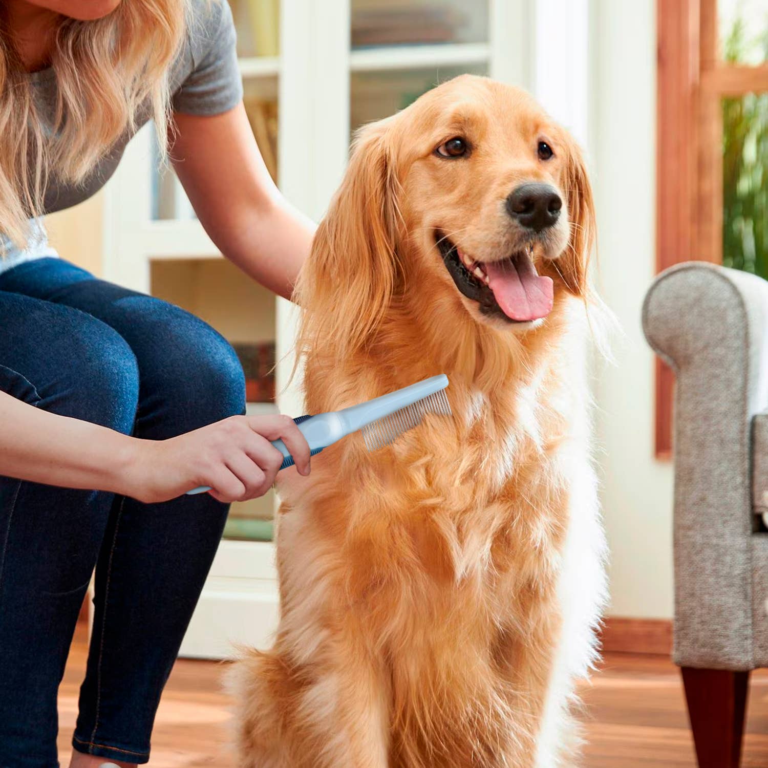 Ocean Plastic by PT Single-Sided Pin Comb Brush for Pets