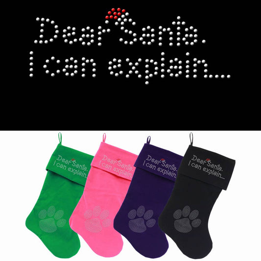 Dear Santa I Can Explain Rhinestone Christmas Stocking