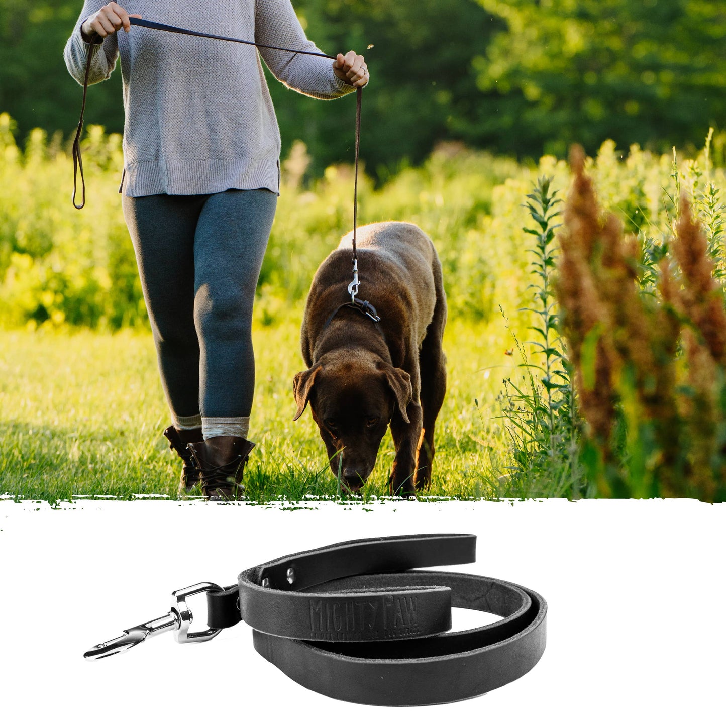 Mighty Paw Premium Leather Dog Leash – 5-Foot 🐶🤎
