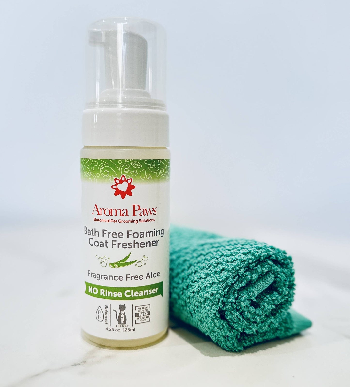 🫧🐾 Aroma Paws™ Fragrance-Free Aloe Bath-Free Foaming Freshener – Waterless Cleanser for Dogs & Cats (4.25 oz)