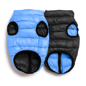❄️🐾 Pack N’ Go Reversible Puffer – Powder Blue / Black