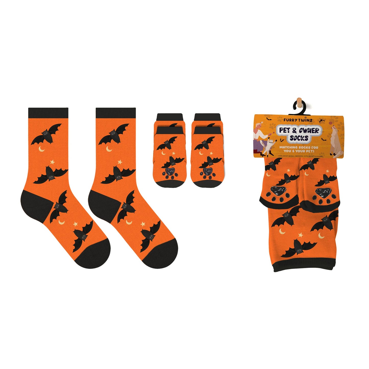 🌙🦇Matching Pet And Owner Fun Socks - Bat Moon