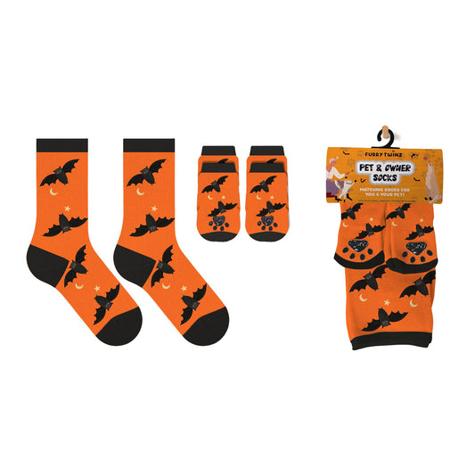🌙🦇Matching Pet And Owner Fun Socks - Bat Moon