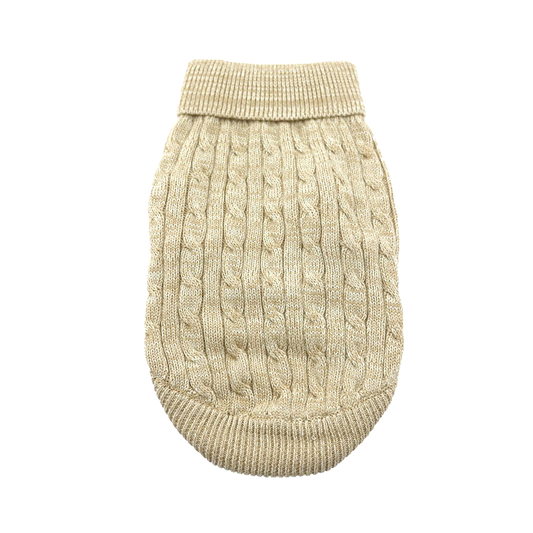 Cable Knit Dog Sweater Oatmeal