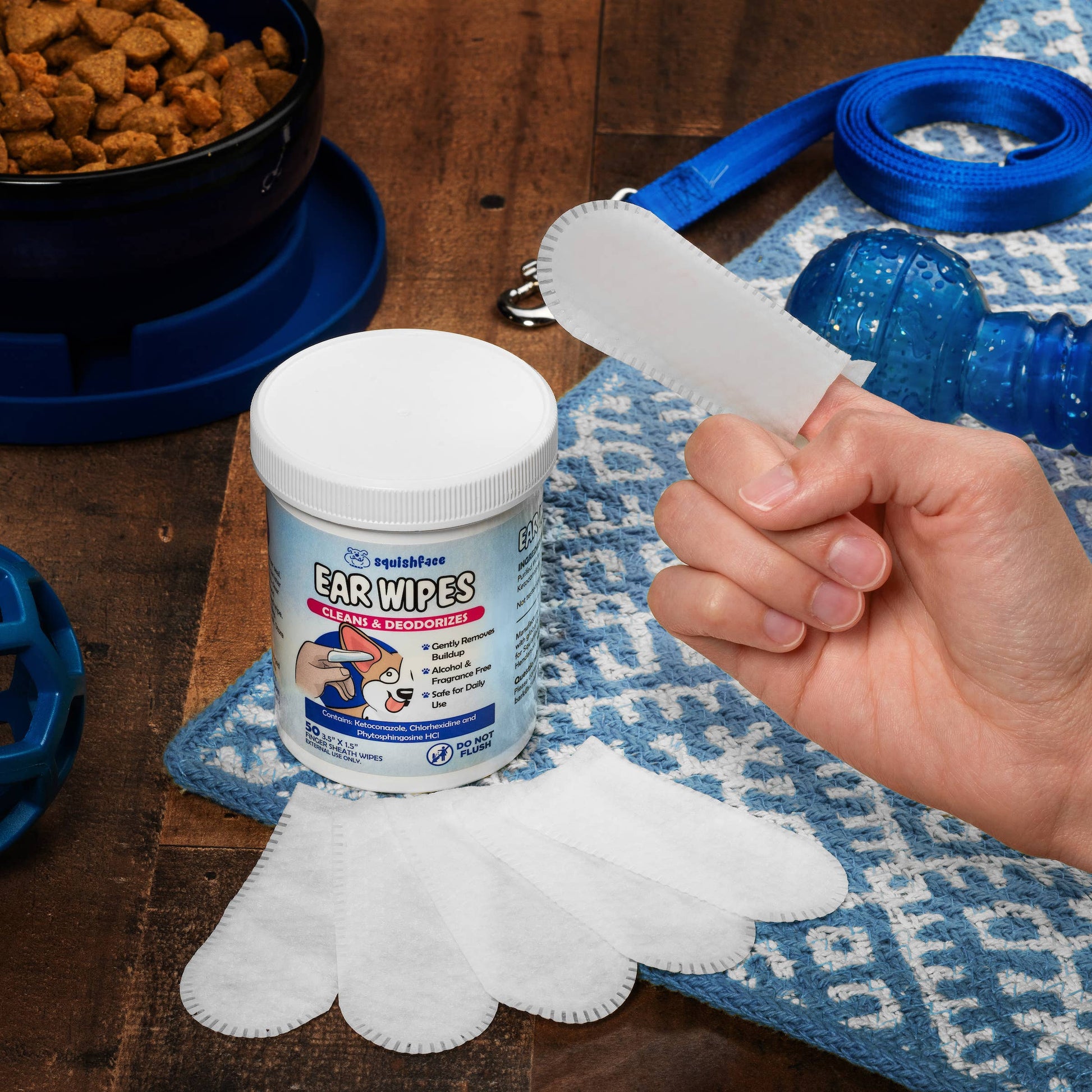 Squishface Ear Wipes - Dog Ear Cleaner Finger Wipes