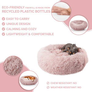 Shaggy Fur Donut Bolster Pet Bed