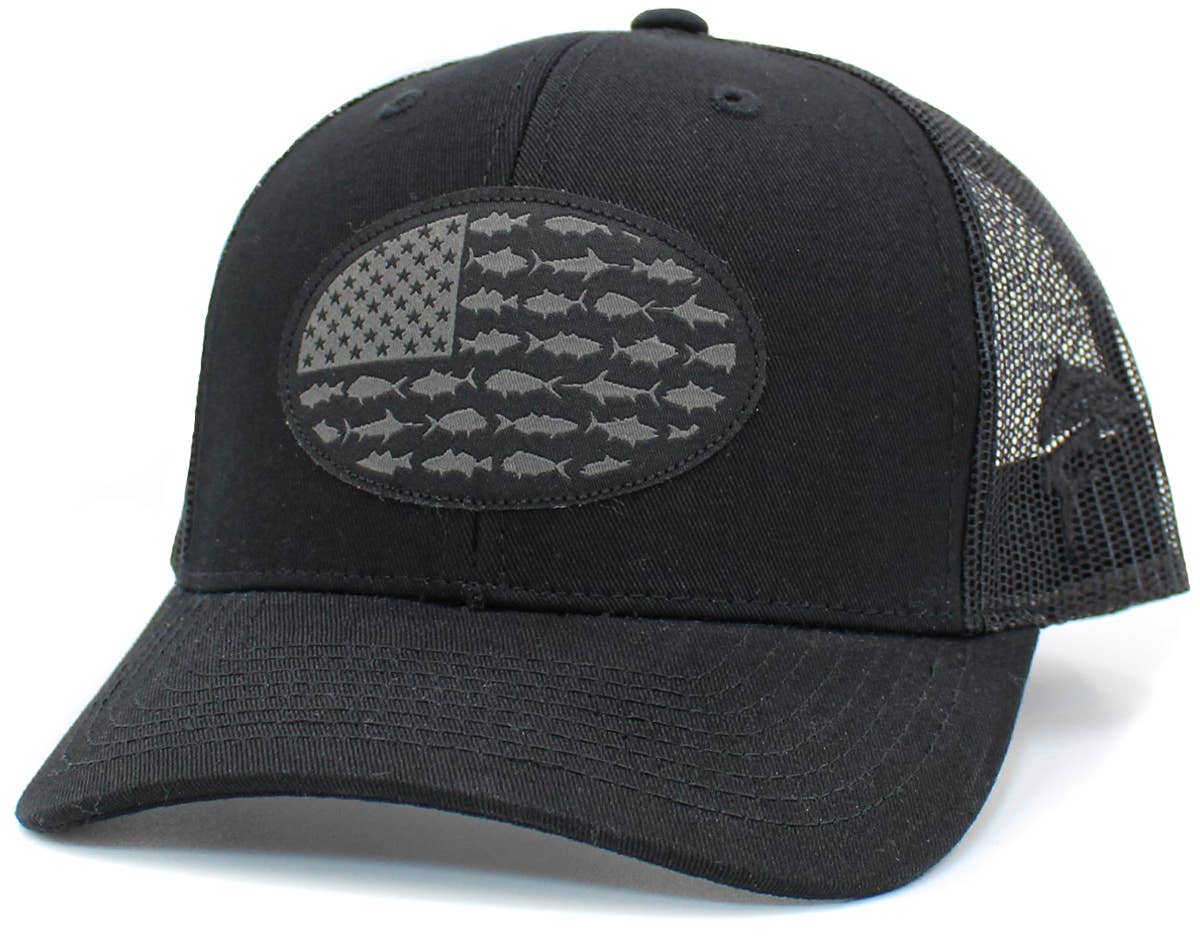 🎣🧢USA Fish Flag Mesh Back Ballcap
