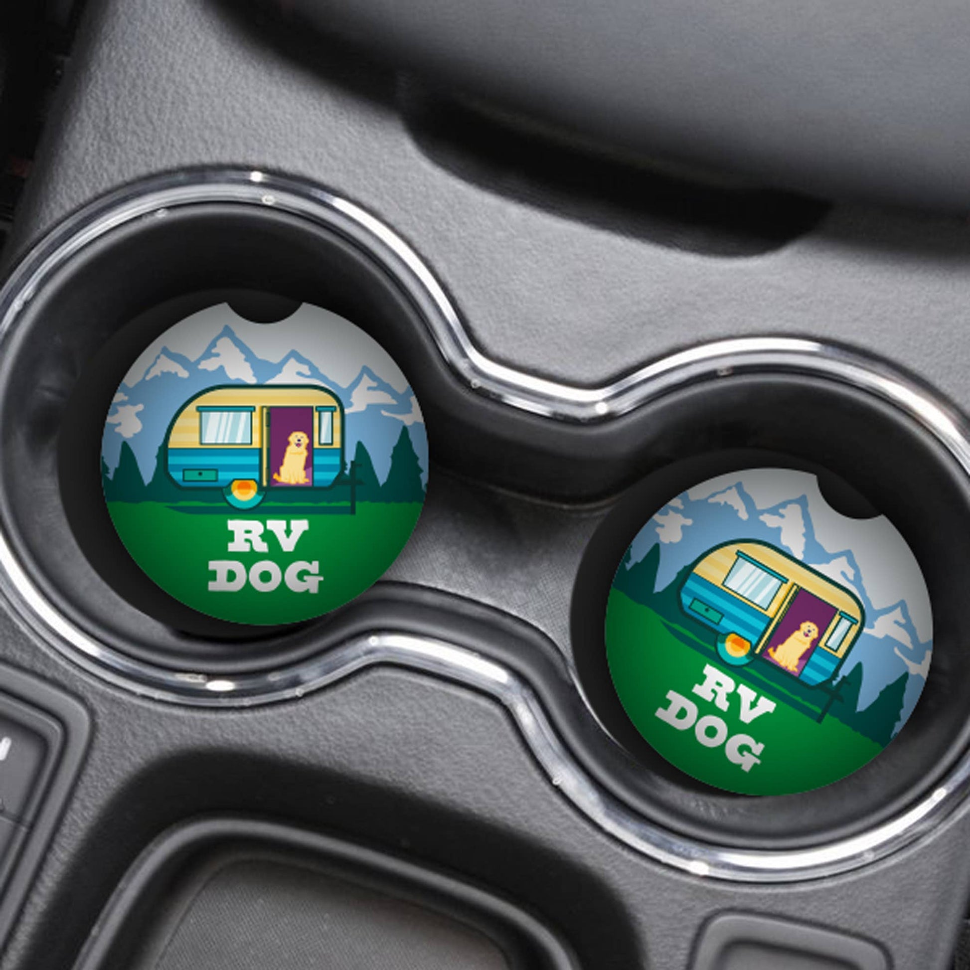 RV Dog Themed Car Coaster