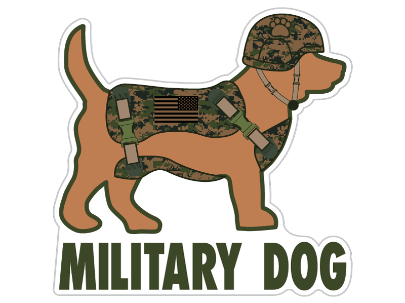 3" Sticker - Military Dog