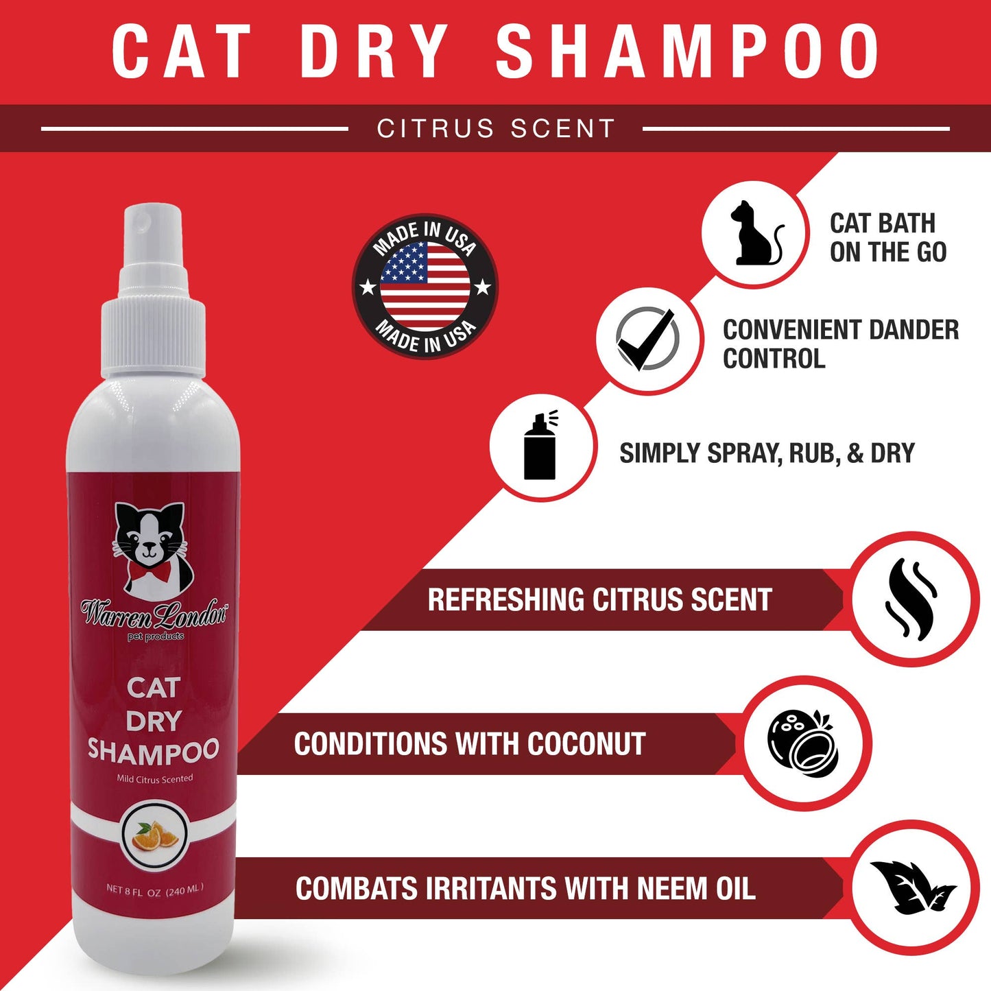🐱🍊 Waterless Cat Dry Shampoo Spray – Fresh, Clean Cats Without the Bath! ✨🐾