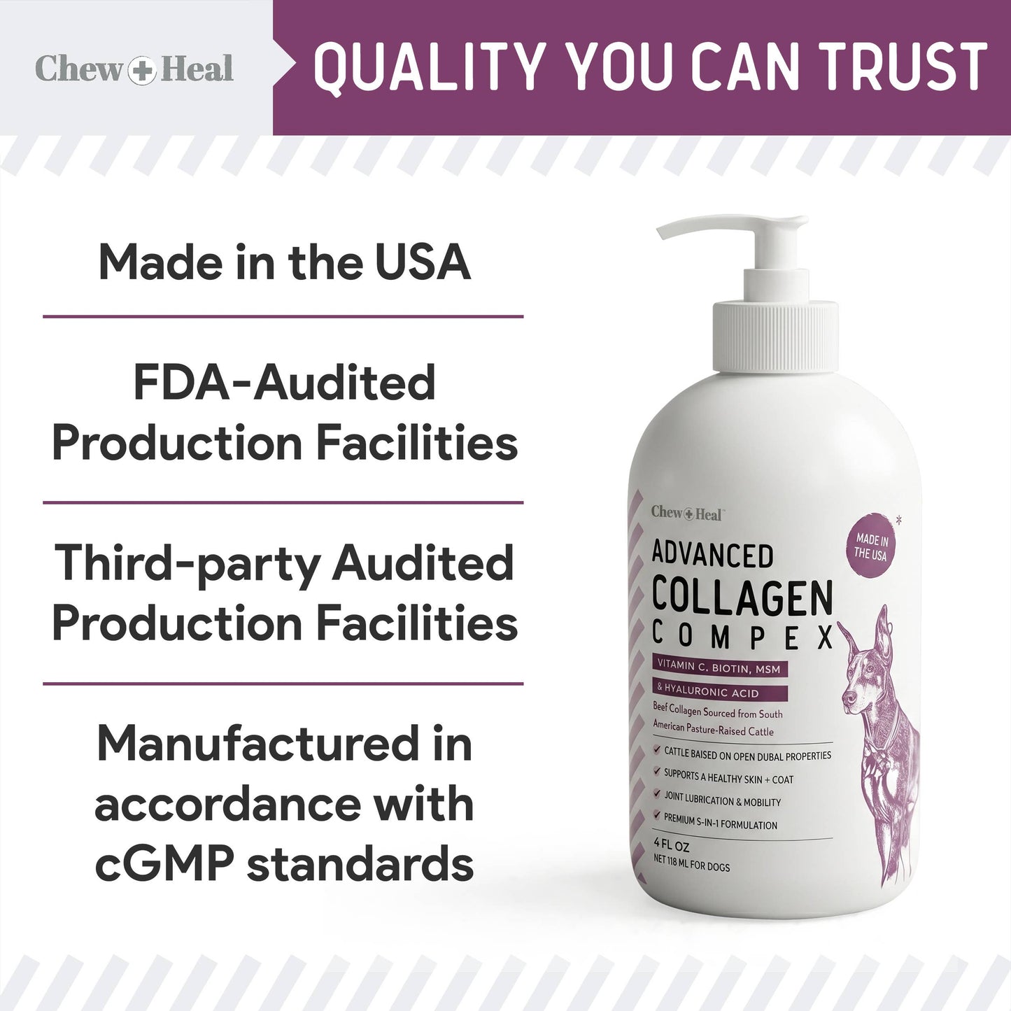 Advanced Collagen Complex Supplement with Pump for Dogs 4oz