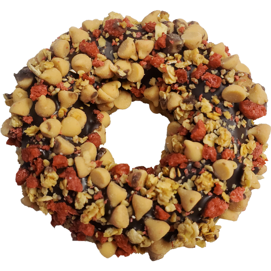 Gourmet Donut, Carob Peanut Butter & Bacon Crunch Donut Dog Treat