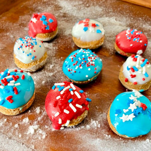 Mini Patriotic Pupems donut holes dog treats