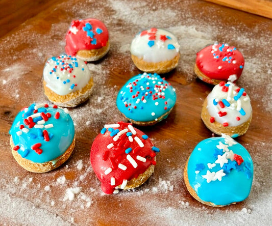 Mini Patriotic Pupems donut holes dog treats