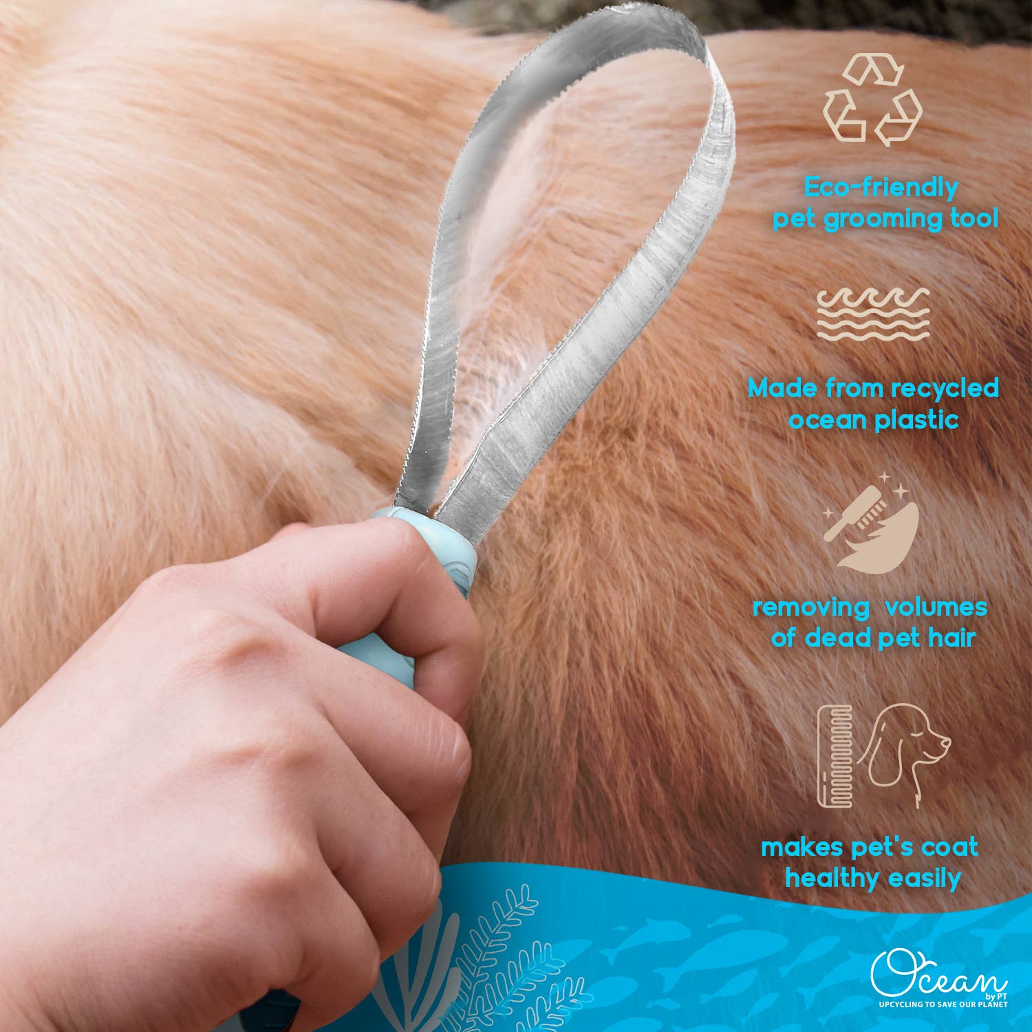 Ocean Plastic Pet Deshedding Grooming Tool