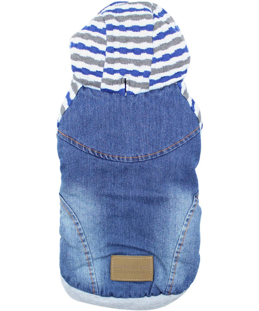 Denim Striped Hoodie, Blue