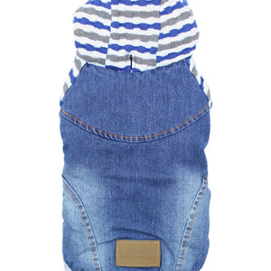 Denim Striped Hoodie, Blue