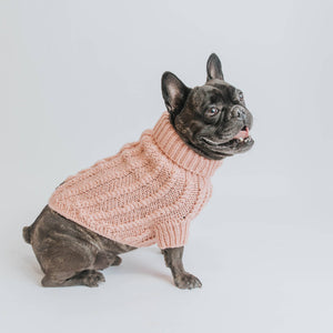 Dog Cable Knit Sweater - Pink