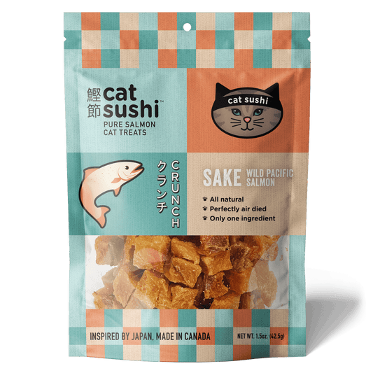 🐱🍣 Cat Sushi Crunch Sake Pure Wild Salmon Bites – 1.5 oz