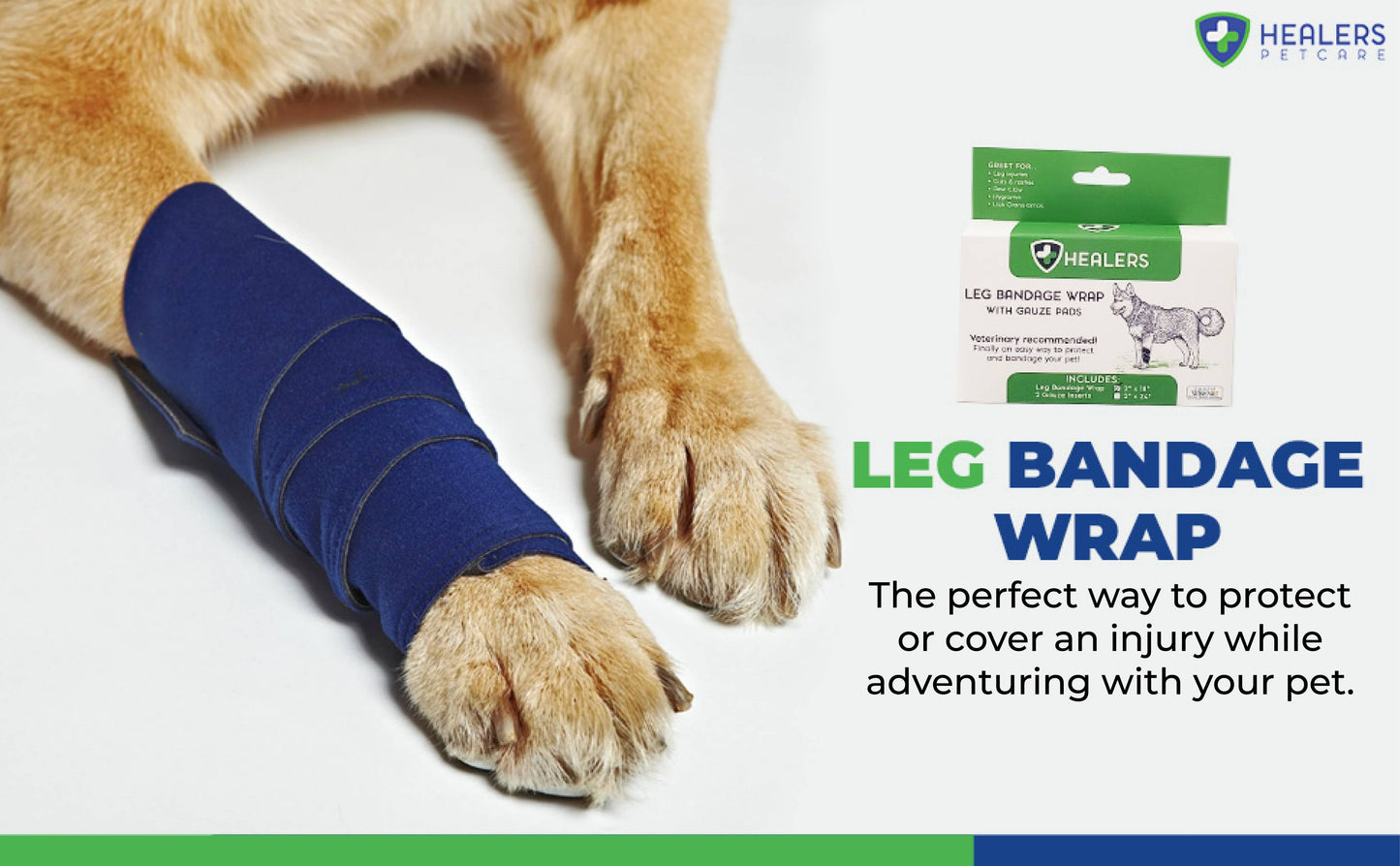 🐾 The Healers Elastic Wrap Leg Bandage with Gauze Pads – Secure, Reusable Wound Care for Dogs