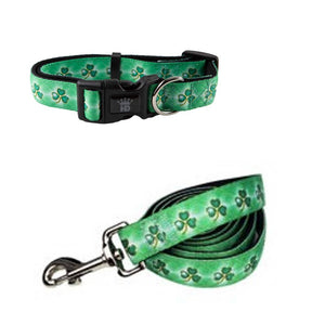 🍀🐾 Shamrock Adjustable Dog Collar – Matching Lead Available