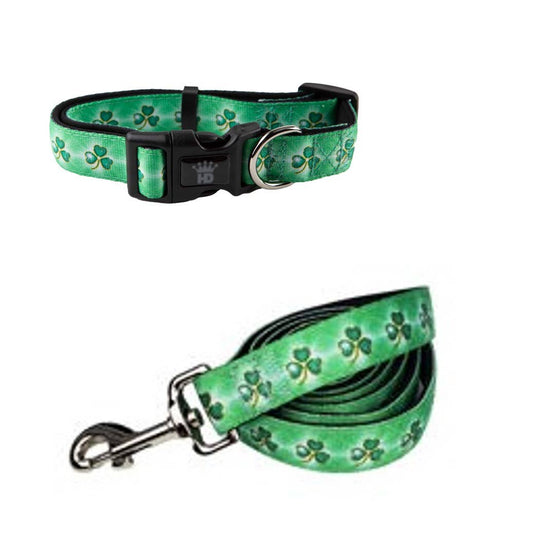🍀🐾 Shamrock Adjustable Dog Collar – Matching Lead Available