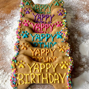 6 inch PB Confetti Yappy Birthday Bone dog treat