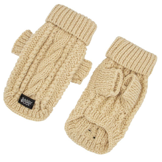 Dog Cable Knit Sweater - Beige