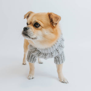 Dog Cable Knit Sweater - Gray