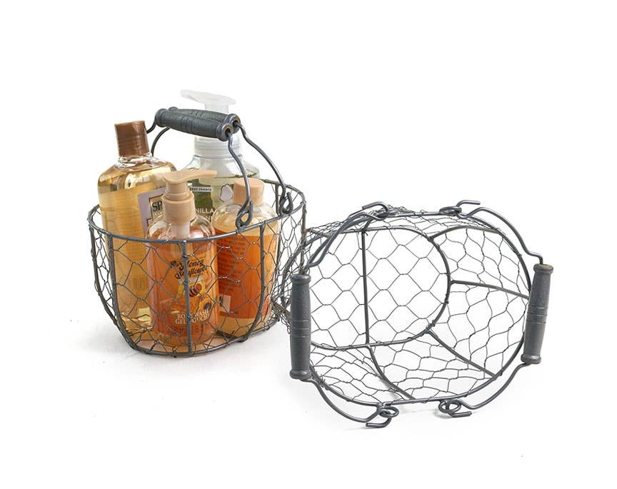 8 inch oval chicken wire double handle- Gray