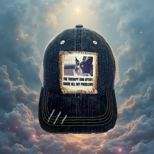 THE THERAPY DOG Distressed Trucker Hat – Adjustable Back